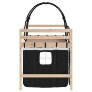 Детско високо легло с тунел, бяло и черно, 80x200 см, бор масив