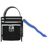 Детско високо легло с тунел, бяло и черно, 80x200 см, бор масив