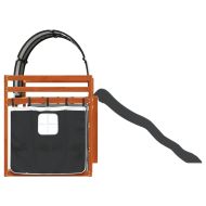 Двуетажно легло с пързалка и завеси, бяло и черно, 90x200 см