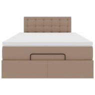 Османска легло с матраци&LED капучино 120x200см изкуствена кожа