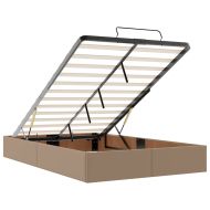 Османска легло с матраци&LED капучино 120x200см изкуствена кожа