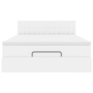 Османска легло с матраци&LED, бяло, 140x190 см, изкуствена кожа