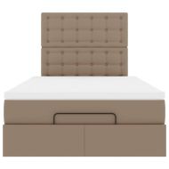 Османска легло с матрак&LED капучино 120x200 см изкуствена кожа
