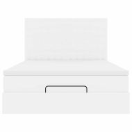 Османска легло с матрак&LED, бяло, 140x190 см, изкуствена кожа