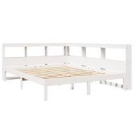 Легло с етажерка за книги, без матрак, 140x190 см, бор масив