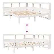 Легло с етажерка за книги, без матрак, 140x190 см, бор масив