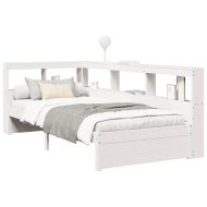 Легло с етажерка за книги, без матрак, 100x200 см, бор масив