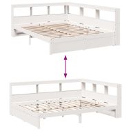 Легло с етажерка за книги, без матрак, 140x190 см, бор масив