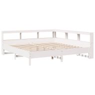 Легло с етажерка за книги, без матрак, 180x200 см, бор масив