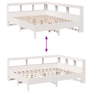 Легло с етажерка за книги, без матрак, 140x190 см, бор масив