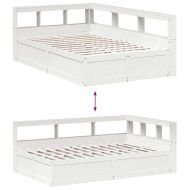 Легло с етажерка за книги, без матрак, 140x190 см, бор масив