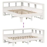 Легло с етажерка за книги, без матрак, 120x200 см, бор масив