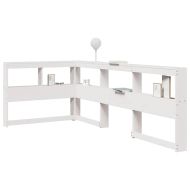 Табла за книги с L-образна, бяла, 90 см, масивно дърво бор