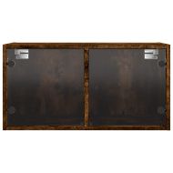 Стенен шкаф със стъклени врати, опушен дъб, 68,5x37x35 см