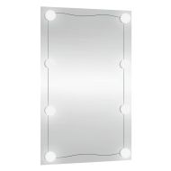 Стенно огледало с LED лампи 40x60 см стъкло правоъгълно
