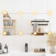 Стенно огледало с LED лампи 40x80 см стъкло правоъгълно