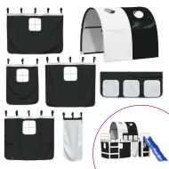 Детско високо легло с тунел, бяло и черно, 80x200 см, бор масив