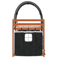 Двуетажно легло със завеси, бяло и черно, 90x190 см, бор масив