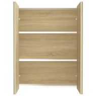 Шкаф с огледало за баня, 60x15x75 см, МДФ, бяло и дъб