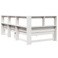 Легло с рафтове за книги, без матрак, бял, 90x190 см, бор масив