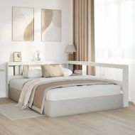 Табла за книги с L-образна, бяла, 140 см, масивно дърво бор