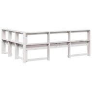 Табла за книги с L-образна, бяла, 140 см, масивно дърво бор