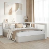 Табла за книги с L-образна, бяла, 140 см, масивно дърво бор