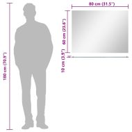 Стенно огледало с рафт, 80x60 см, закалено стъкло