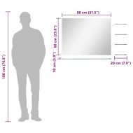 Стенно огледало с 5 рафта, сребристо, 80x60 см