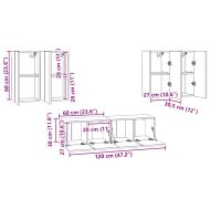Комплект ТВ шкафове от 6 части, бетонно сиви, инженерно дърво