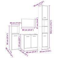 Комплект мебели за баня от 4 части сив сонома инженерно дърво