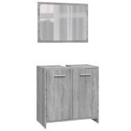 Комплект мебели за баня от 3 части сив сонома инженерно дърво