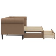 Канапе с изтегляне и чекмеджета капучино 90x200 см еко кожа