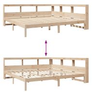 Легло с етажерка за книги, без матрак, 200x200 см, бор масив