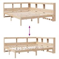 Легло с етажерка за книги, без матрак, 150x200 см, бор масив