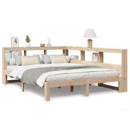 Легло с етажерка за книги, без матрак, 150x200 см, бор масив