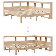 Легло с етажерка за книги, без матрак, 150x200 см, бор масив