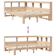 Легло с етажерка за книги, без матрак, 120x200 см, бор масив