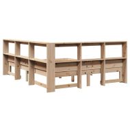 Легло с етажерка за книги, без матрак, 140x190 см, бор масив