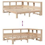 Легло с етажерка за книги, без матрак, 140x190 см, бор масив