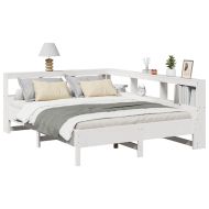 Легло с етажерка за книги, без матрак, 160x200 см, бор масив