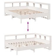 Легло с етажерка за книги, без матрак, 160x200 см, бор масив