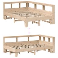 Легло с етажерка за книги, без матрак, 140x190 см, бор масив