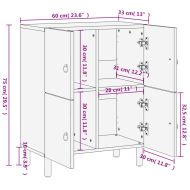Страничен шкаф 60x33x75 см манго масивно дърво