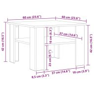 Кафе маса, дъб артизан, 60x60x42 см, инженерно дърво