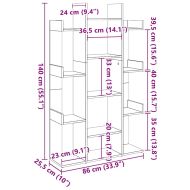 Библиотека, опушен дъб, 86x25,5x140 см, инженерно дърво