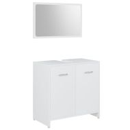 Комплект мебели за баня от 4 части, бял, инженерно дърво