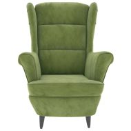 Фотьойл Wingback с табуретка, светлозелено, кадифе