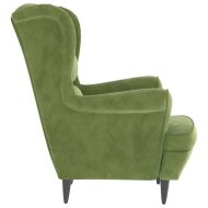 Фотьойл Wingback с табуретка, светлозелено, кадифе