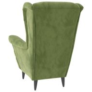 Фотьойл Wingback с табуретка, светлозелено, кадифе